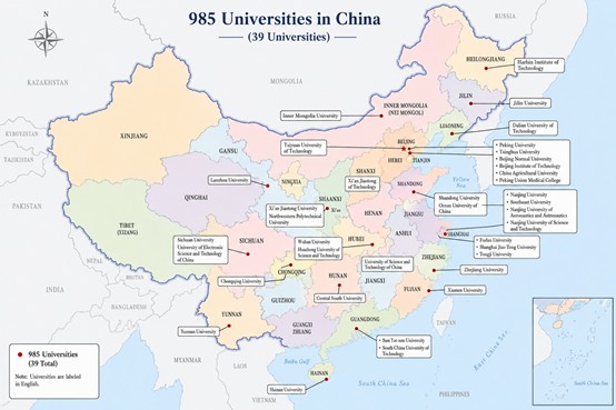 Figure 1: 985 Universities are among the best Chinese Universities
