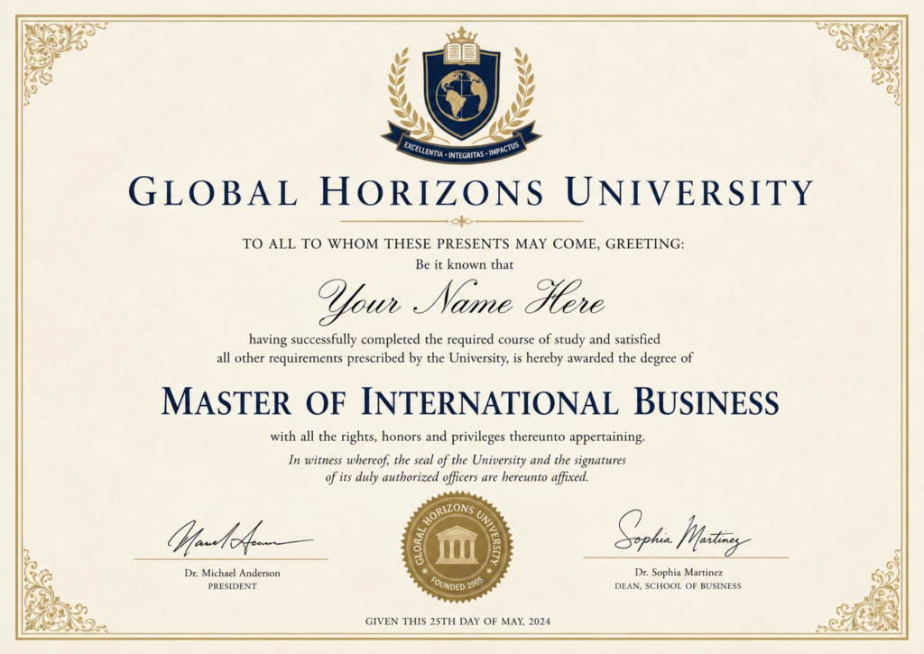 Figure 1: The Diploma of Master of International Business from the MIB program